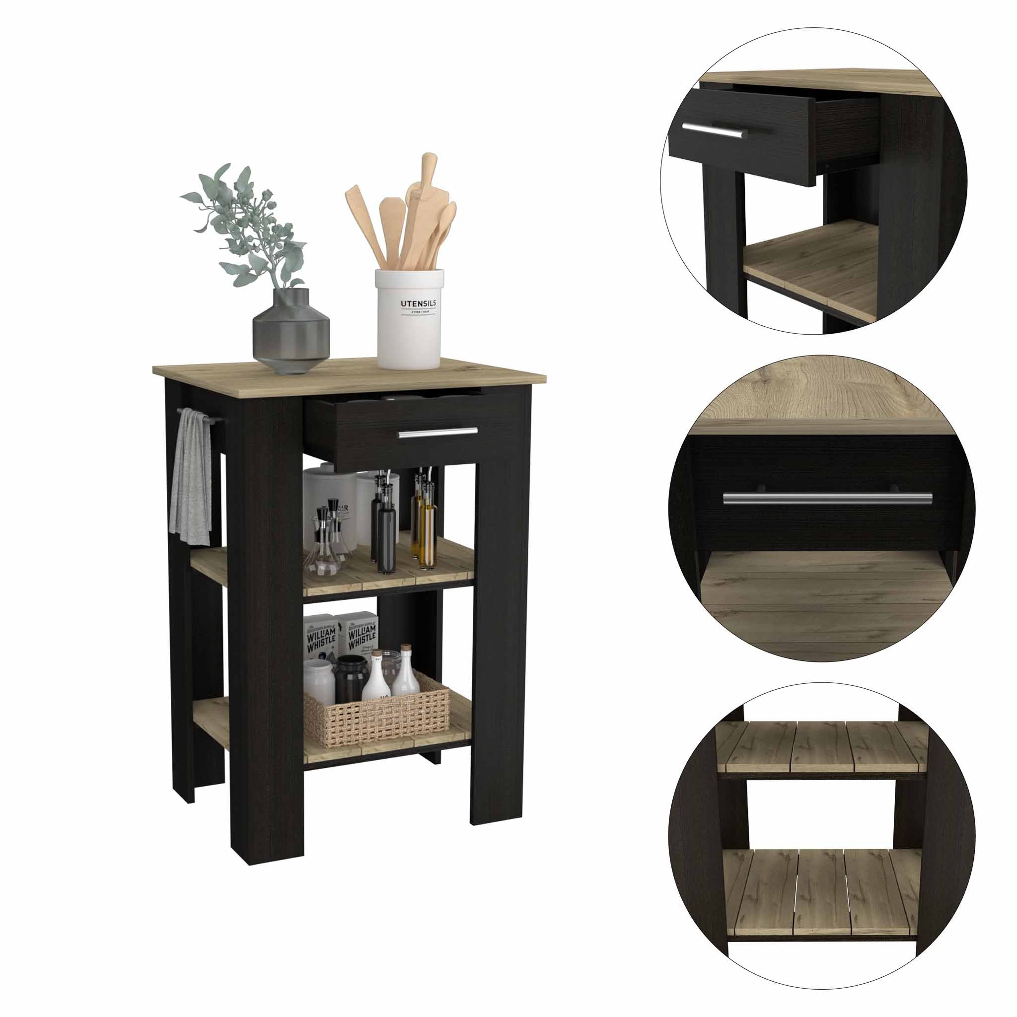 Kitchen Island Depot Black Light Oak